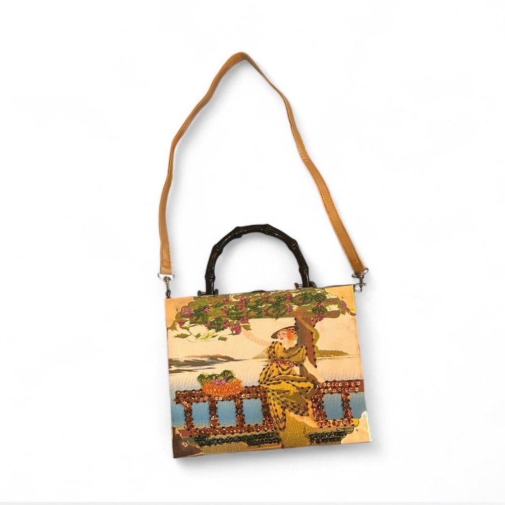 CIGAR BOX BEADED SEQUIN BEDAZZLED CROSSBODY BAG!